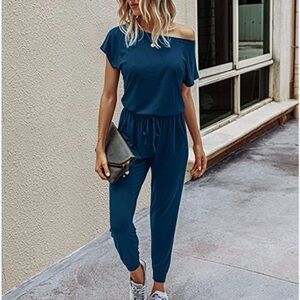 SHEIN Teal Off-Shoulder Jumpsuit